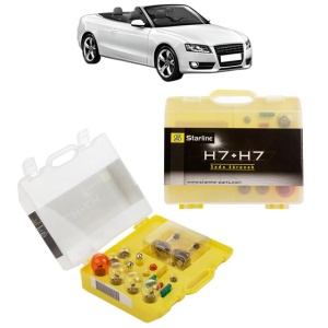 Kit trusa Set becuri H7 compatibila cu AUDI A5 Convertible (8F7) din 2009-2017, bec far, semnalizare , pozitie, iluminare numar, frana, plafoniera, stop frana - Img 1