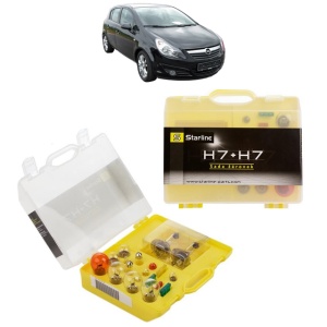 Kit trusa Set becuri H7 compatibila cu OPEL CORSA D (S07) din 2006-2014, bec far, semnalizare , pozitie, iluminare numar, frana, plafoniera, stop frana