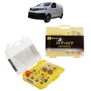Kit trusa Set becuri H7 compatibila cu TOYOTA PROACE Platform/Chassis (MDZ_) din 2016-2025, bec far, semnalizare , pozitie, iluminare numar, frana, plafoniera, stop frana