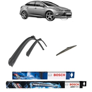 Set 3 stergatoare FORD FOCUS III Saloon din 2010-2020, Bosch Aerotwin, din cauciuc siliconat rezistent