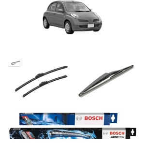 Set 3 stergatoare NISSAN MICRA III (K12) din 2002-2010, Bosch Aerotwin Retrofit, din cauciuc siliconat rezistent