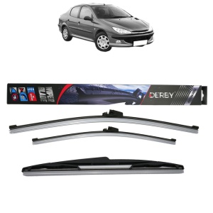 Set 3 stergatoare PEUGEOT 206 Saloon din 2007-2008, Derby, din cauciuc siliconat rezistent