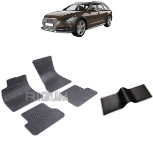Set 5 covorase auto AUDI A6 C7 din 09.2011 - 08.2018, cu covoras tunel median, Caroserie COMBI