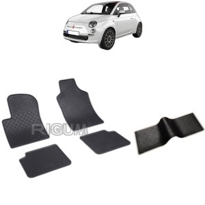 Set 5 covorase auto FIAT 500 din 09.2007 - 2026, cu covoras tunel median, Caroserie HATCHBACK