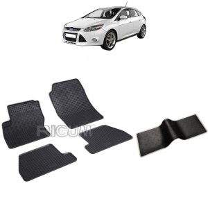 Set 5 covorase auto FORD FOCUS III din 03.2011 - 08.2018, cu covoras tunel median, Caroserie HATCHBACK