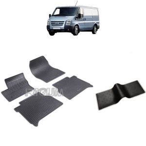 Set 5 covorase auto FORD TRANSIT CONNECT II din 01.2014 - 2026, cu covoras tunel median, Caroserie VAN 5 LOCURI