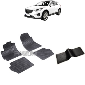 Set 5 covorase auto MAZDA 2 II din 09.2007 - 01.2015, cu covoras tunel median, Caroserie HATCHBACK