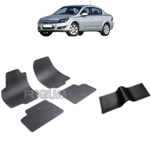 Set 5 covorase auto OPEL ASTRA H din 2004 - 12.2014, cu covoras tunel median, Caroserie SEDAN