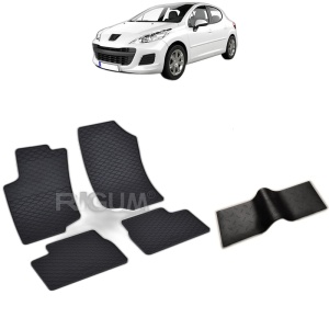 Set 5 covorase auto PEUGEOT 207 din 2006 - 2012, cu covoras tunel median, Caroserie HATCHBACK