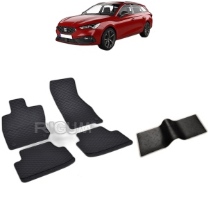 Set 5 covorase auto SEAT LEON IV MHEV din 2020 - 2026, cu covoras tunel median, Caroserie COMBI