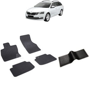 Set 5 covorase auto SKODA OCTAVIA III din 05.2013 - 05.2020, cu covoras tunel median, Caroserie COMBI