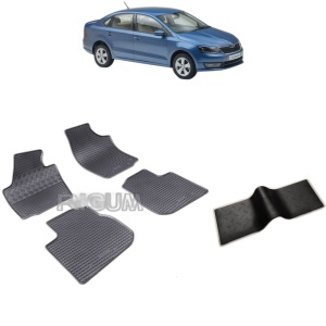 Set 5 covorase auto SKODA RAPID din 10.2012 - 03.2019, cu covoras tunel median, Caroserie SEDAN