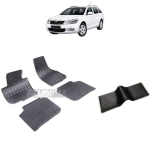 Set 5 covorase auto SKODA SUPERB II din 11.2009 - 08.2015, cu covoras tunel median, Caroserie COMBI