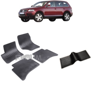 Set 5 covorase auto VOLKSWAGEN TOUAREG I din 11.2002 - 2010, cu covoras tunel median, Caroserie SUV