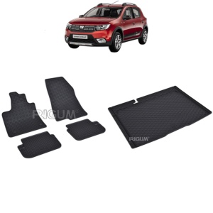 Set Covorase Auto Si Tavita Portbagaj DACIA SANDERO STEPWAY SANDERO III STEPWAY din 01.2021 - 2026, caroserie hatchback, PENTRU MODELE CU PORTBAGAJ INFERIOR SI SUPERIOR INCLUSIV FARA PODEA AJUSTABILA PE INALTIME