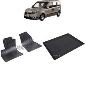 Set Covorase Auto Si Tavita Portbagaj FIAT DOBLO II din 2010 - 06.2022, caroserie van 2 locuri, AMPATAMENT L1, 5 LOCURI