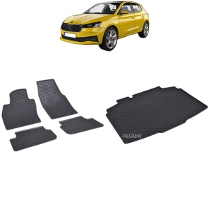 Set Covorase Auto Si Tavita Portbagaj SKODA FABIA IV din 09.2021 - 2026, caroserie hatchback, PORTBAGAJ INFERIOR, FARA PODEA REGLABILA PE INALTIME