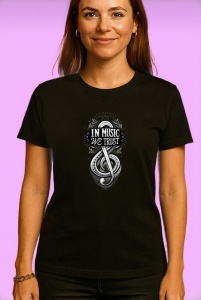 Tricou In Music We Trust Simbol Clave, Copii | Dama | Barbat, culoare negru - Img 1