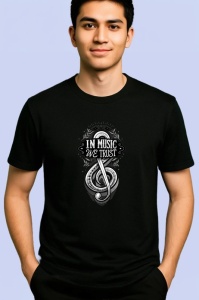 Tricou In Music We Trust Simbol Clave, Copii | Dama | Barbat, culoare negru - Img 2