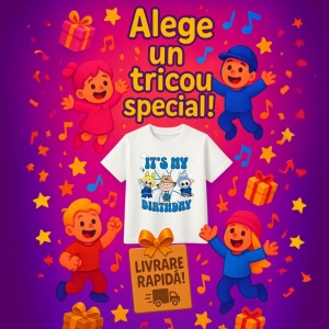Tricou Labubu birthday albastru, Unisex Dama si Barbat | Copii - Img 6