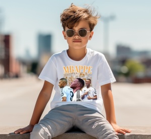 Tricou Personalizat pentru Copii cu Kyllian Mbappe la Real Madrid - Cadou pentru Fanii Fotbalului - Kyllian Mbappe Real Madrid Tricou Copii - Img 3