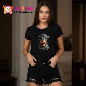 Tricou Rottweiler Geometric Realist, Copii | Dama | Barbat, culoare negru - Img 1