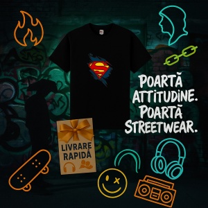 Tricou Superman Street Negru, Copii | Dama | Barbat - Img 16