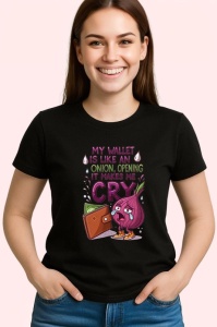 Tricou Wallet Onion Makes Me Cry, Copii | Dama | Barbat, culoare negru - Img 4