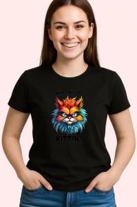 Tricou Who are you kittin mesaj amuzant pisica cu atitudine, Copii | Dama | Barbat , tricou negru - Img 3