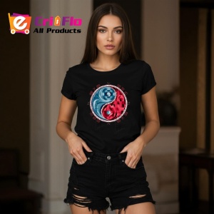 Tricou Yin Yang Rosu Albastru Stil Japonez, Copii | Dama | Barbat, culoare negru - Img 10