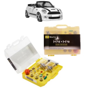 Kit trusa Set becuri H4 compatibila cu MINI MINI Convertible (R57) din 2007-2015, bec far, semnalizare , pozitie, iluminare numar, frana, plafoniera, stop frana