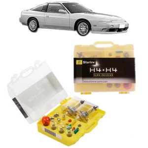 Kit trusa Set becuri H4 compatibila cu NISSAN 200SX (S13) din 1988-1993, bec far, semnalizare , pozitie, iluminare numar, frana, plafoniera, stop frana