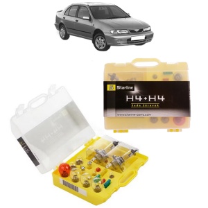 Kit trusa Set becuri H4 compatibila cu NISSAN ALMERA I (N15) din 1995-2000, bec far, semnalizare , pozitie, iluminare numar, frana, plafoniera, stop frana
