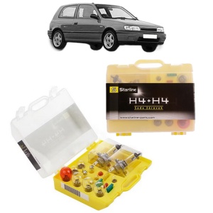 Kit trusa Set becuri H4 compatibila cu NISSAN SUNNY III Hatchback (N14) din 1990-1995, bec far, semnalizare , pozitie, iluminare numar, frana, plafoniera, stop frana