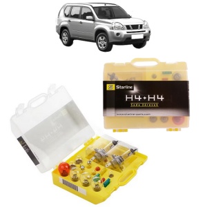 Kit trusa Set becuri H4 compatibila cu NISSAN X-TRAIL II (T31) din 2007-2014, bec far, semnalizare , pozitie, iluminare numar, frana, plafoniera, stop frana