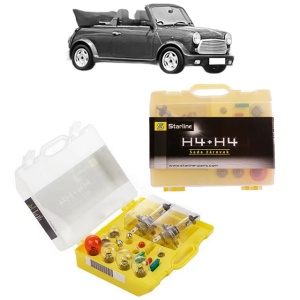Kit trusa Set becuri H4 compatibila cu ROVER MINI Convertible (XN) din 1992-1995, bec far, semnalizare , pozitie, iluminare numar, frana, plafoniera, stop frana