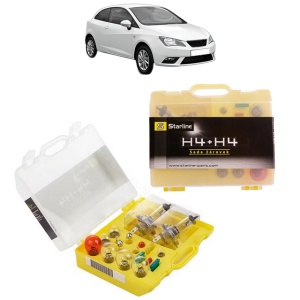 Kit trusa Set becuri H4 compatibila cu SEAT IBIZA IV SC (6J1, 6P5) din 2008-2016, bec far, semnalizare , pozitie, iluminare numar, frana, plafoniera, stop frana