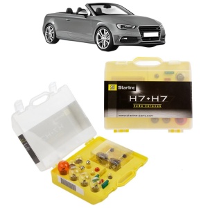 Kit trusa Set becuri H7 compatibila cu AUDI A3 Convertible (8V7, 8VE) din 2013-2020, bec far, semnalizare , pozitie, iluminare numar, frana, plafoniera, stop frana