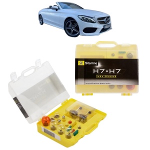 Kit trusa Set becuri H7 compatibila cu MERCEDES-BENZ C-CLASS Convertible (A205) din 2016-2023, bec far, semnalizare , pozitie, iluminare numar, frana, plafoniera, stop frana - Img 1