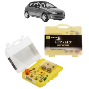 Kit trusa Set becuri H7 compatibila cu PEUGEOT 206 Hatchback (2A/C) din 1998-2012, bec far, semnalizare , pozitie, iluminare numar, frana, plafoniera, stop frana - Img 1
