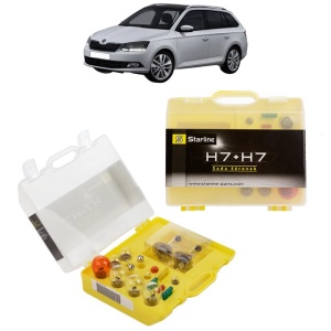 Kit trusa Set becuri H7 compatibila cu SKODA FABIA III Estate (NJ5) din 2014-2022, bec far, semnalizare , pozitie, iluminare numar, frana, plafoniera, stop frana