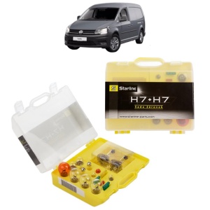 Kit trusa Set becuri H7 compatibila cu Volkswagen CADDY III Box Body/MPV (2KA, 2KH, 2CA, 2CH) din 2004-2015, bec far, semnalizare , pozitie, iluminare numar, frana, plafoniera, stop frana
