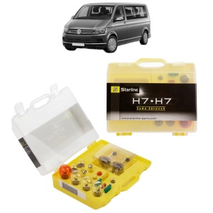 Kit trusa Set becuri H7 compatibila cu Volkswagen MULTIVAN T6 (SGF, SGM, SGN, SHM, SHN) din 2015-2024, bec far, semnalizare , pozitie, iluminare numar, frana, plafoniera, stop frana