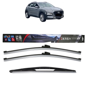 Set 3 stergatoare HYUNDAI KONA (OS, OSE, OSI) din 2017-2023, Derby, din cauciuc siliconat rezistent