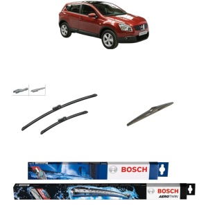 Set 3 stergatoare NISSAN QASHQAI +2 (JJ10E) din 2007-2014, Bosch Aerotwin, din cauciuc siliconat rezistent