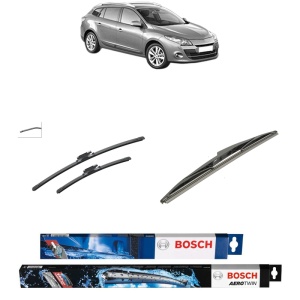 Set 3 stergatoare RENAULT MEGANE III Grandtour (KZ0/1) din 2008-2016, Bosch Aerotwin, din cauciuc siliconat rezistent