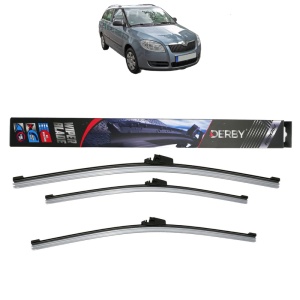Set 3 stergatoare SKODA FABIA II Combi (545) din 2007-2014, Derby, din cauciuc siliconat rezistent