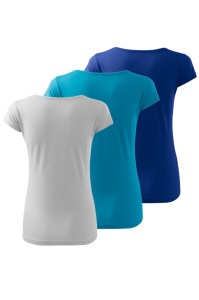 Set 3 tricouri simple dama din bumbac 100%, Elegant casual cu decolteu femei, alb, turcoaz, albastru 122 - Img 2
