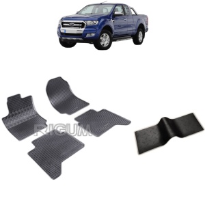 Set 5 covorase auto FORD RANGER din 12.2015 - 10.2022, cu covoras tunel median, Caroserie PICK-UP