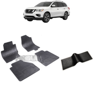 Set 5 covorase auto NISSAN PATHFINDER din 2010 - 2021, cu covoras tunel median, Caroserie SUV